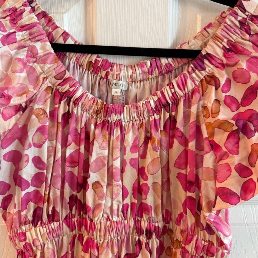 Tyler Boe Pink and Orange Floral Midi Dress - Picture 3 of 8